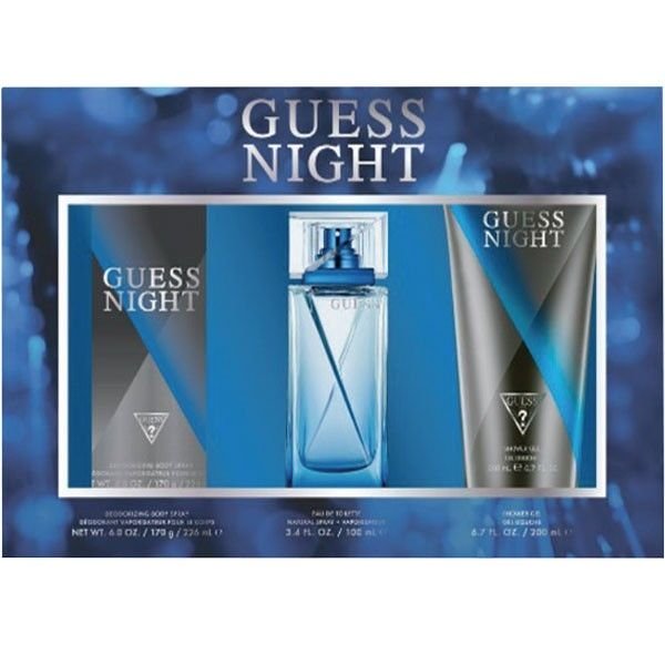 GUESS NIGHT MEN'S EAU DE TOILETTE PERFUME, 100 ML + 200 ML SHOWER GEL + 226 ML BODY SPRAY SET