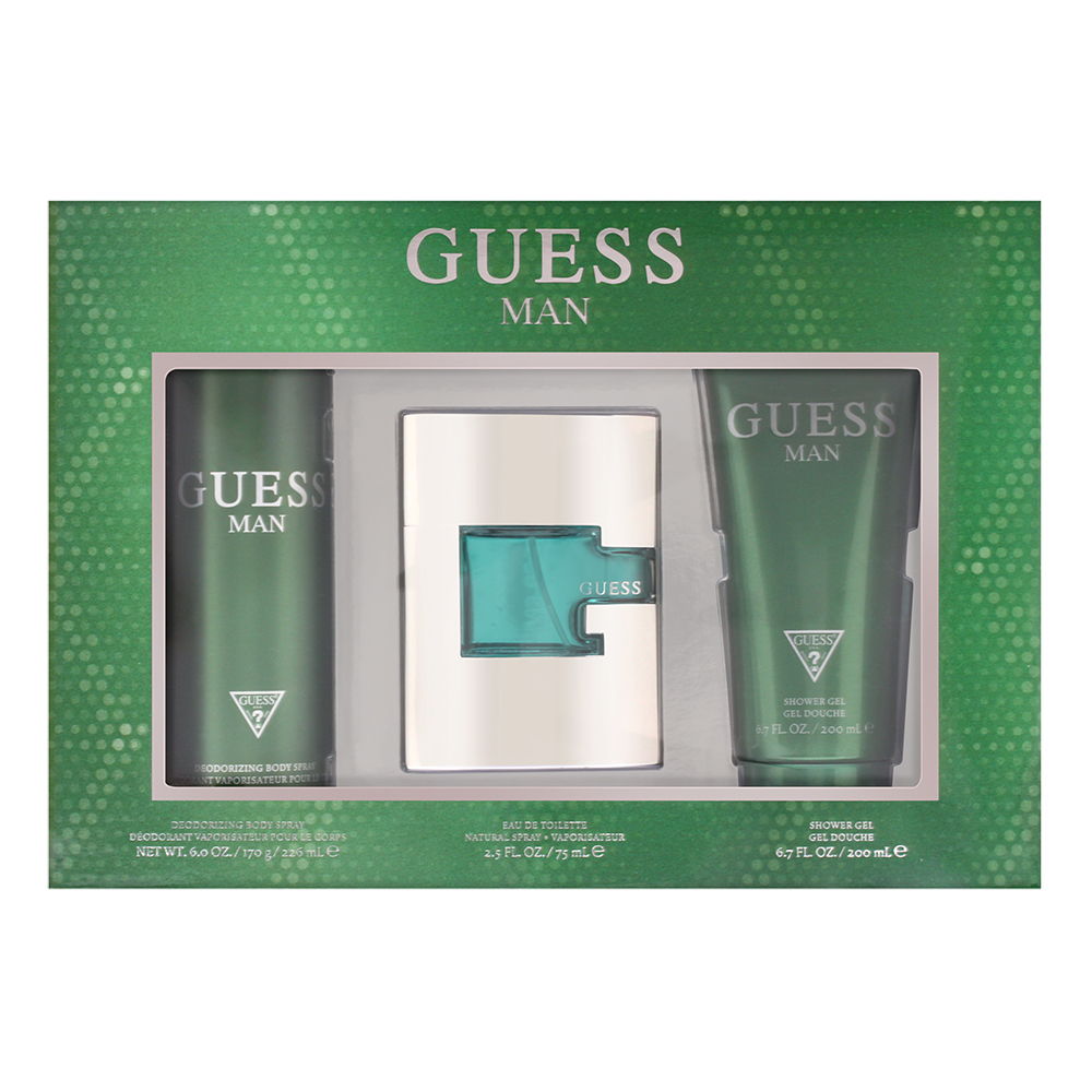 GUESS GREEN FOR MEN EDT 75ML+200ML SHAVING GEL+226ML BODY SPRAY GIFT SET