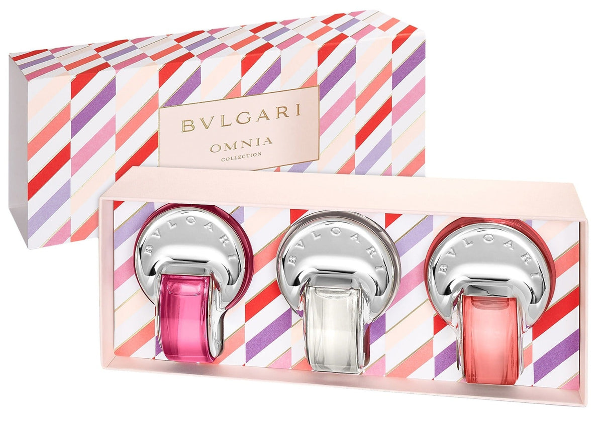 BVLGARI OMNIA (CORAL + CRYSTALLINE + PINK SAPPHIRE) FOR WOMEN MINI SET EDT 3x5 ml