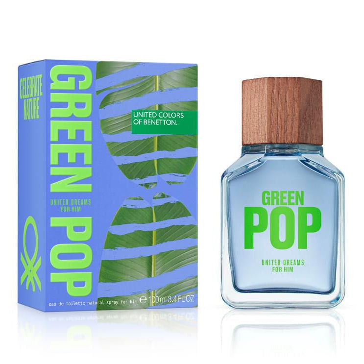 Benetton United Dreams Green Pop For Him Eau De Toilette For Men - Woody Aromatic Perfume 100ml