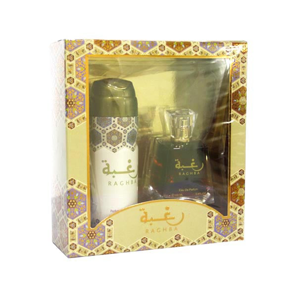 Lattafa Raghba Giftset perfume for Men and Woman EDP 100 ml + Deo 200ml