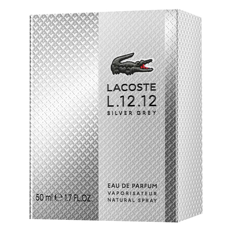 Lacoste L.12.12 Silver Grey (M) Eau De Parfum For Men - Aromatic Fougere Perfume 50ml