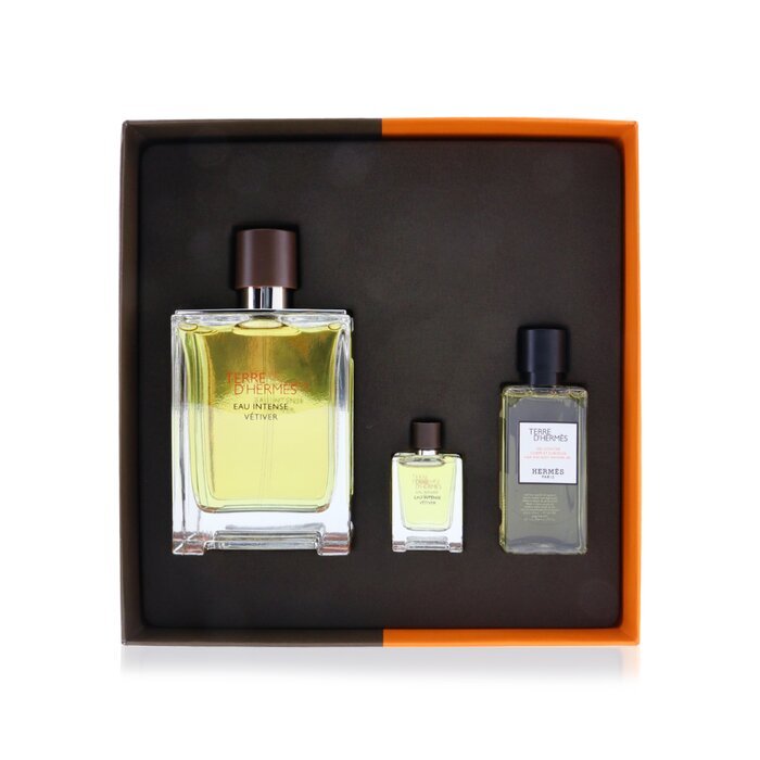 HERMES TERRE D'HERMES EAU INTENSE VETIVER FOR MEN SET EDP 100ml + EDP 5ml + HAIR&BODY SHOWER GEL 40 ml