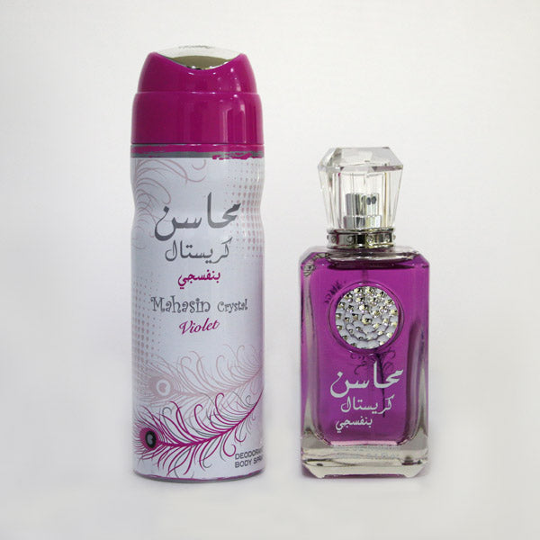 Lattafa Mahasin Crystal Violet giftset for Unisex (edp100ml+deo200ml)