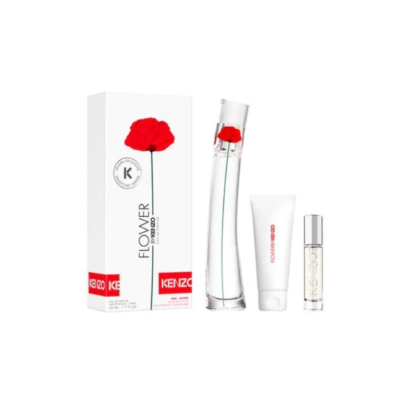 Kenzo Flower By Kenzo For Women Set EDP 50ml + EDP10ml Refillable + Body Milk75ml (Travel Exclusive)