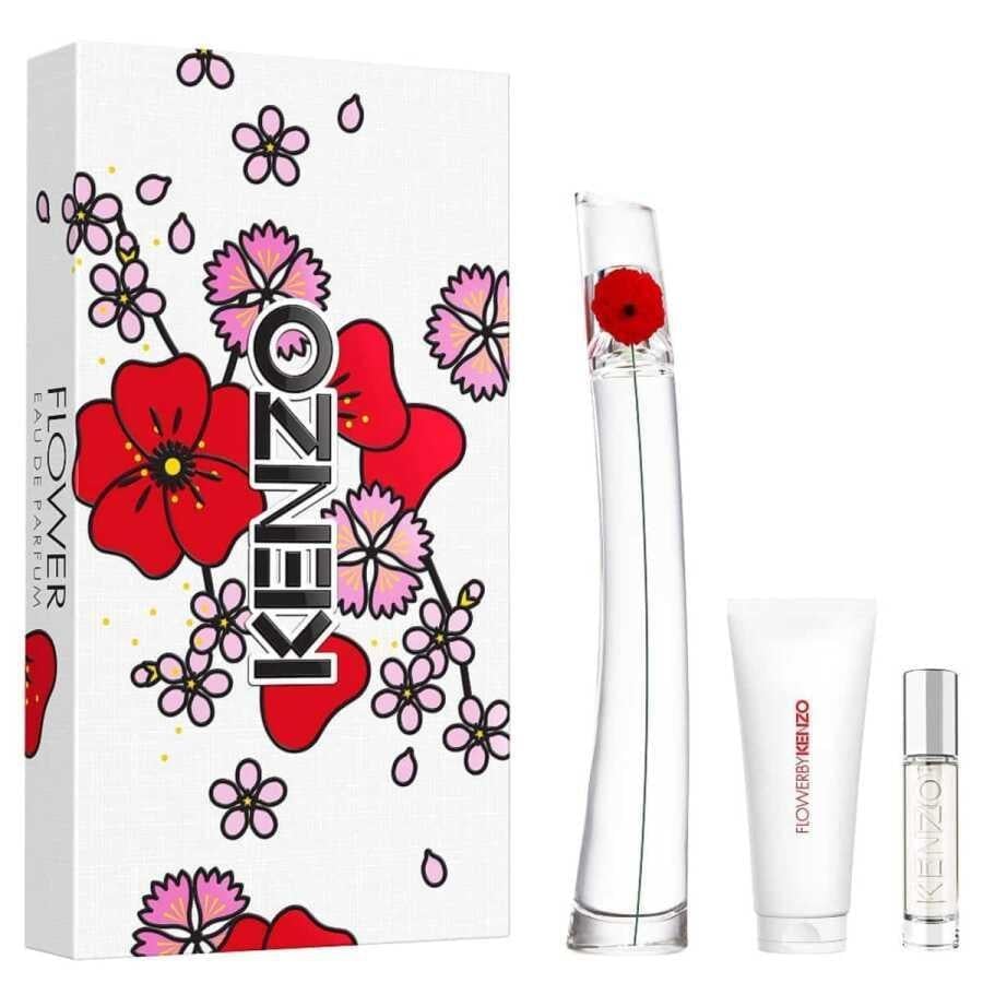 Kenzo Flower By Kenzo For Women Set EDP 100ml Refillable + EDP 10ml Refillable Trvl Spry + Body Milk 75ml