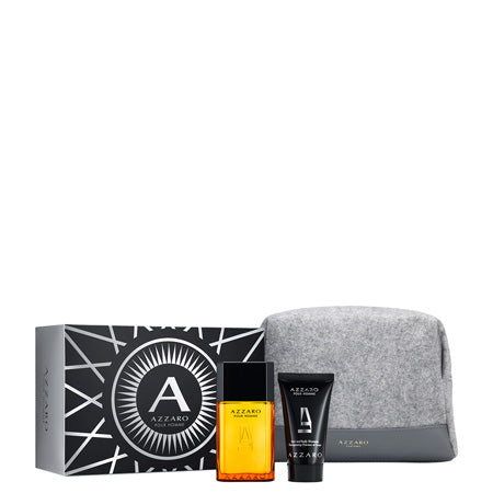 Azzaro Pour Homme Gift Set For Men 50ml EDT + 50ml Body & Hair Shampoo + Pouch