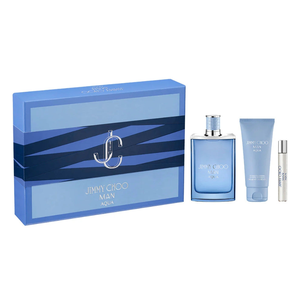 Jimmy Choo Man Aqua For Men Set EDT 100ml + EDT 7.5ml + All Over Shower Gel 100ml