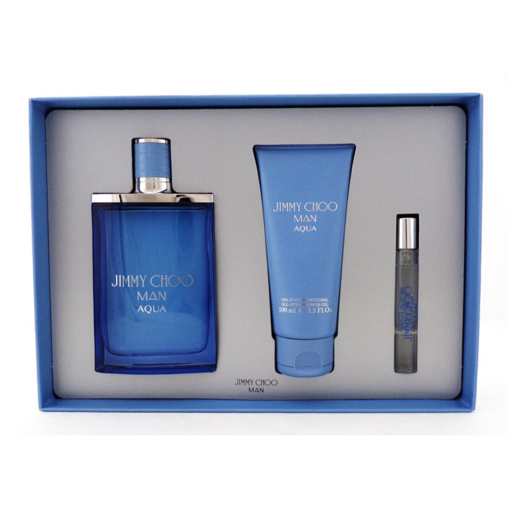 Jimmy Choo Man Aqua For Men Set EDT 100ml + EDT 7.5ml + All Over Shower Gel 100ml