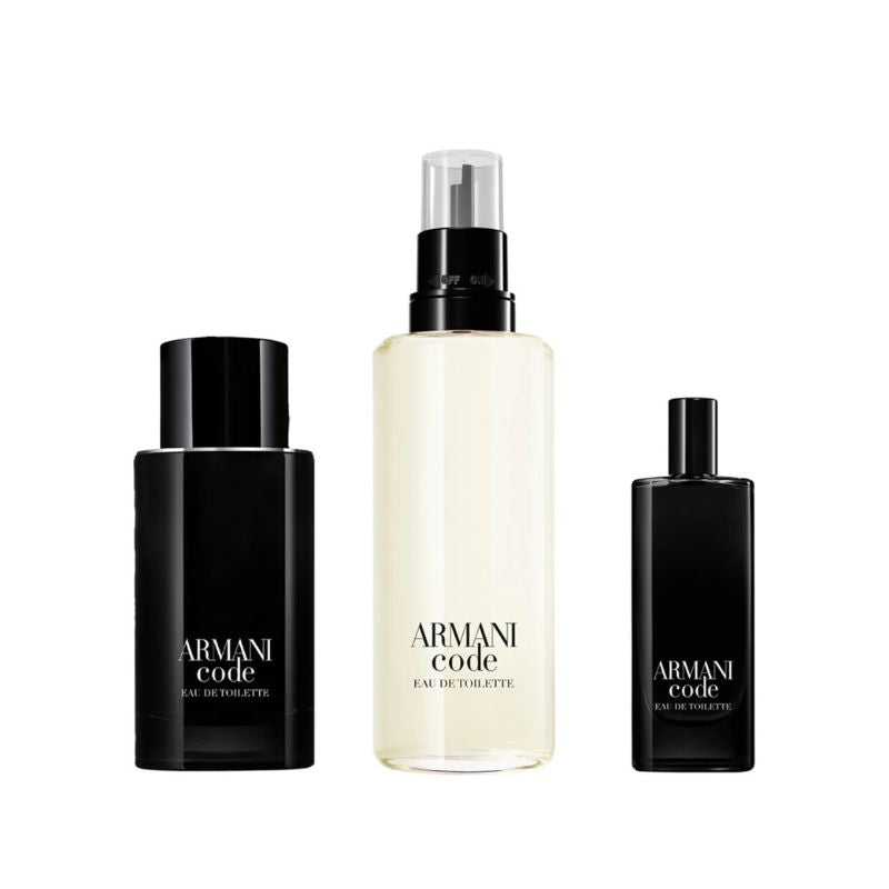 Giorgio Armani Armani Code Pour Homme for Men Set EDT 75ml Refillable + EDT 15ml + EDT 150ml Refill
