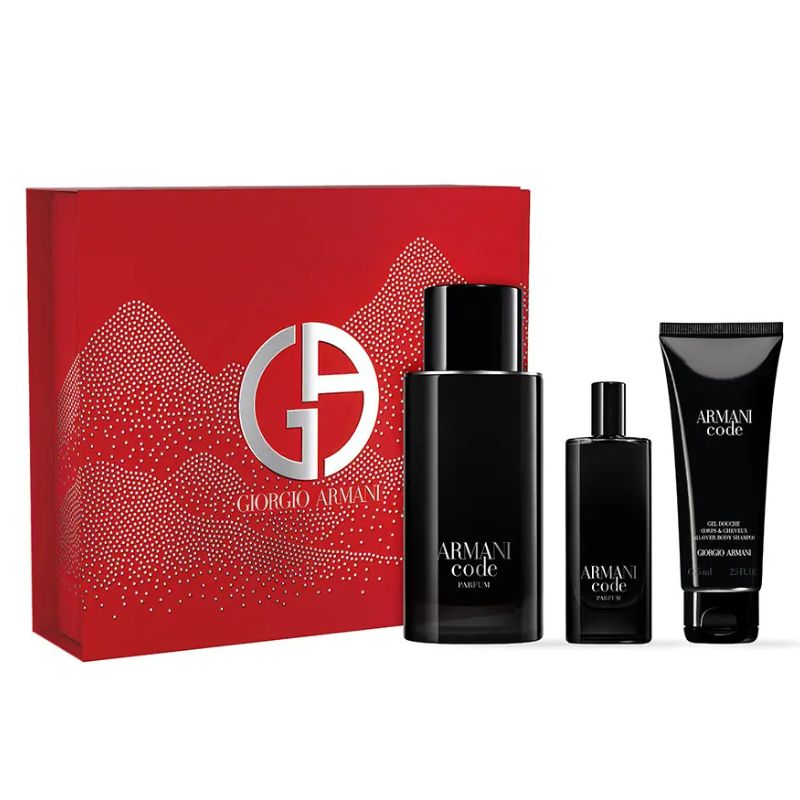 Giorgio Armani Armani Code Pour Homme For Men Set Parfum 125ml Refillable + Parfum 15ml + All Over Body Shampoo 75ml