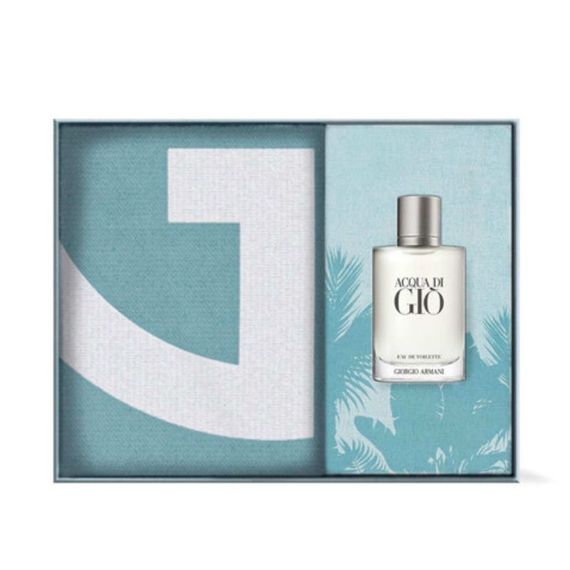 Giorgio Armani Acqua Di Gio Pour Homme For Men Set EDT 100ml Refillable + Beach Towel