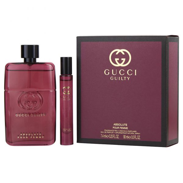 GUCCI GUILTY ABSOLUTE FOR WOMEN EDP 90ML+7.4ML MINI TRAVEL SET
