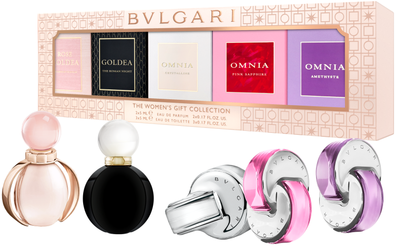 BVLGARI (ROSE GOLDEA+ROMAN NGHT+CRYSTLLNE+PNK SPPHIR+AMTHYSTE) FOR WOMEN MINI SET EDP 2x5ml + EDT 3x5ml