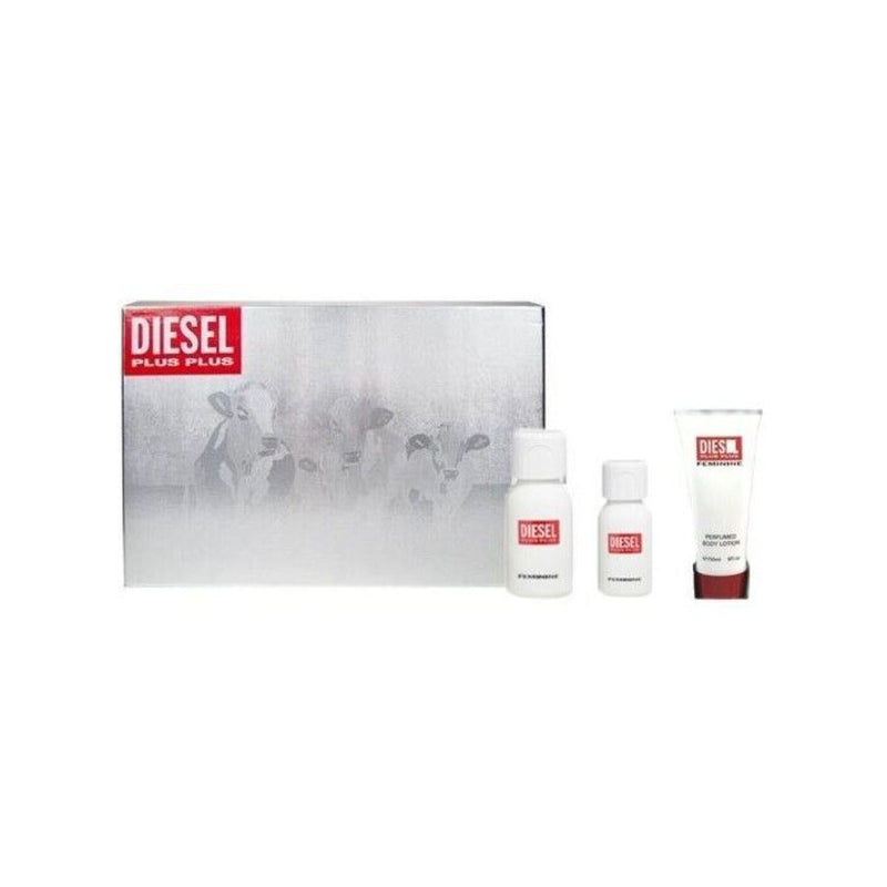 Diesel Zero Plus Feminine Special Travel Edition Women Set EDT 75ml + Plus Plus EDT 30ml +Body Lotion 100ml For Women