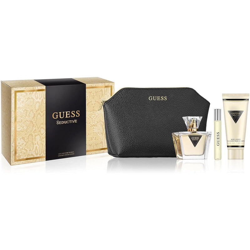 Guess Seductive Women Set EDT 75ml+ EDT 15ml Travel Spray + Body Lotion 100ml + Pouch For Women