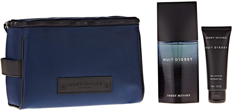 ISSEY MIYAKE NUIT FOR  MEN 3PIECE GIFT SET  125ML EDT+SHOWER GEL +TOILET BAG