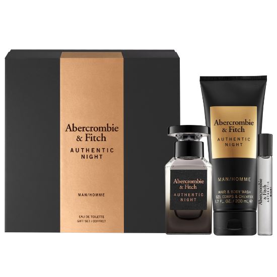 Abercrombie & Fitch Authentic Night Gift Set For Men 100ml EDT + 15ml EDT + 200ml Hair & Body Wash