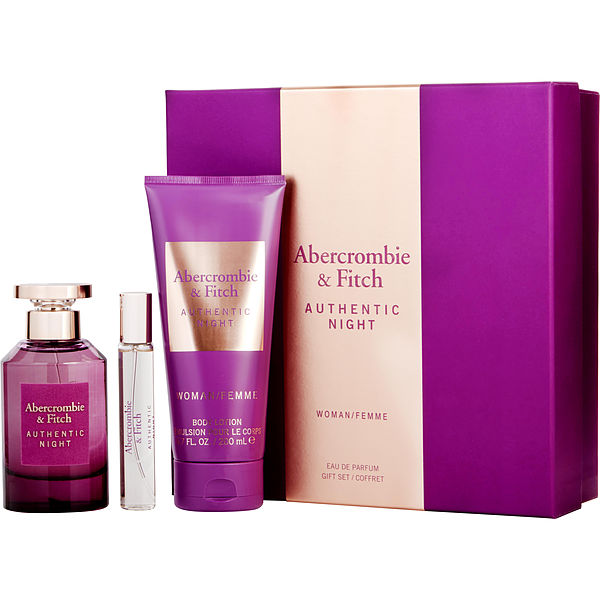 Abercrombie & Fitch Authentic Night Gift Set For Women 100ml EDP + 15ml EDP + 200ml Body Lotion