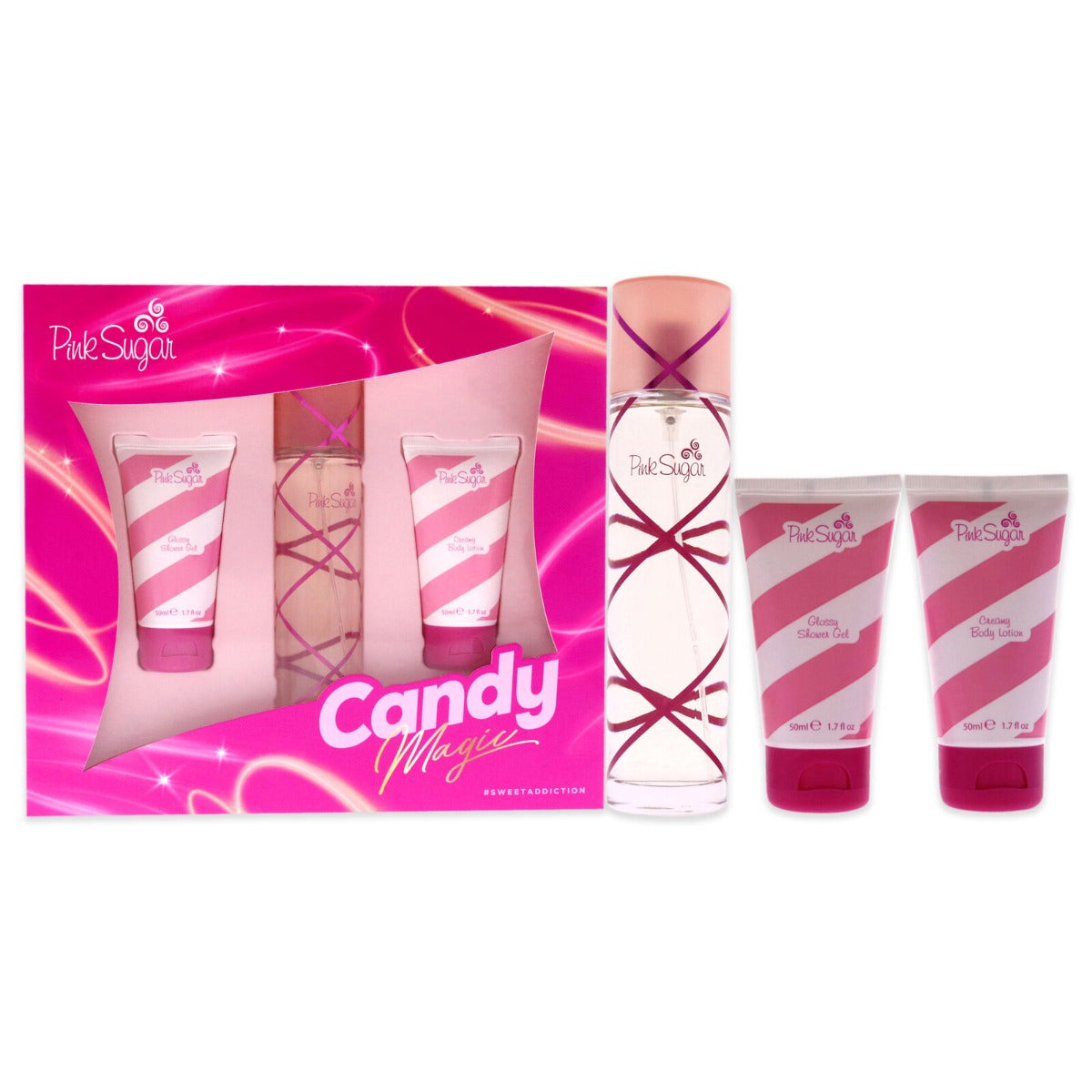 Aquolina Pink Sugar Candy Magic Gift Set For Women (EDT 100ml+ Body Lotion 50ml + Shower Gel 50ml)