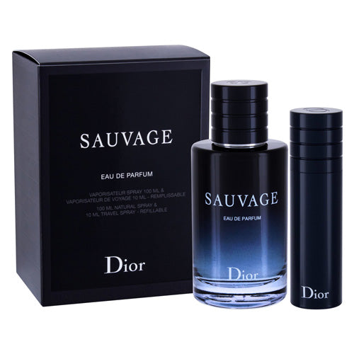 Christian Dior Sauvage For Men  EDP 100ml+10ml Refillable Travel Spray Set