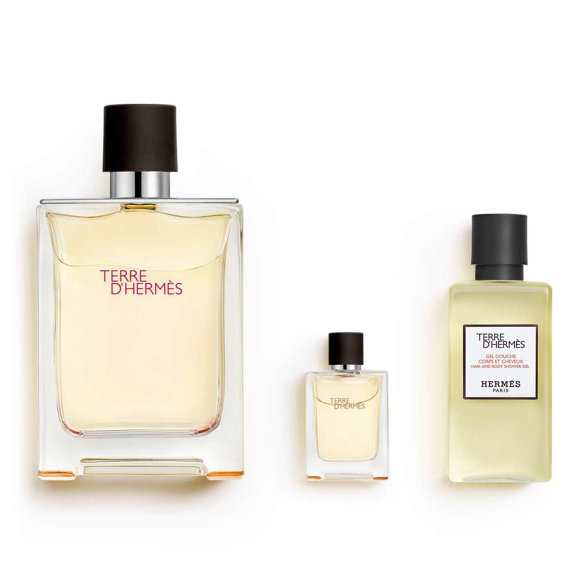 Hermes Terre D'Hermes Set For Men Pure Parfum 75 ml + Pure Parfum 5 ml + Hair&Body Shower Gel 40 ml