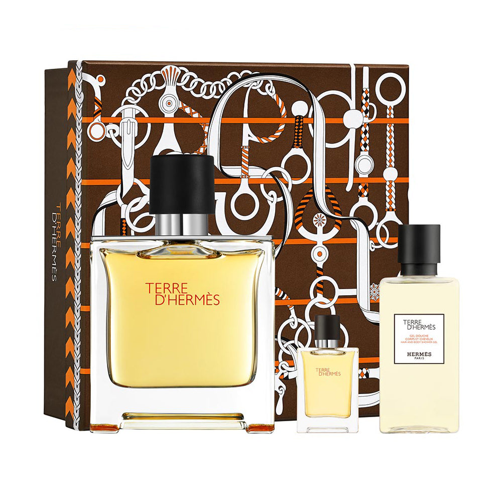 Hermes Terre D'Hermes Set For Men Pure Parfum 75 ml + Pure Parfum 5 ml + Hair&Body Shower Gel 40 ml