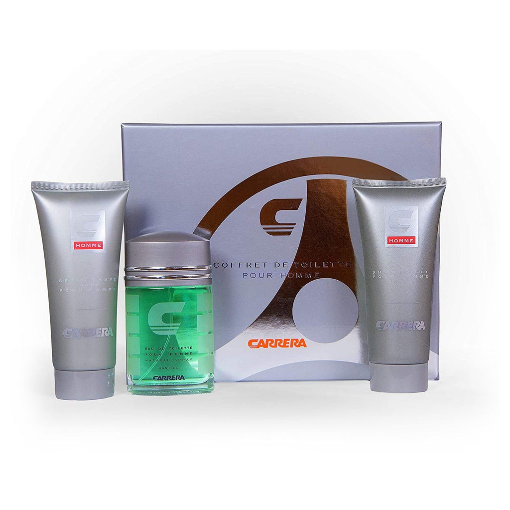 Carrera Pour Homme EDT 100 ML+ After Shave Balm + Shaver Gel Men Giftset