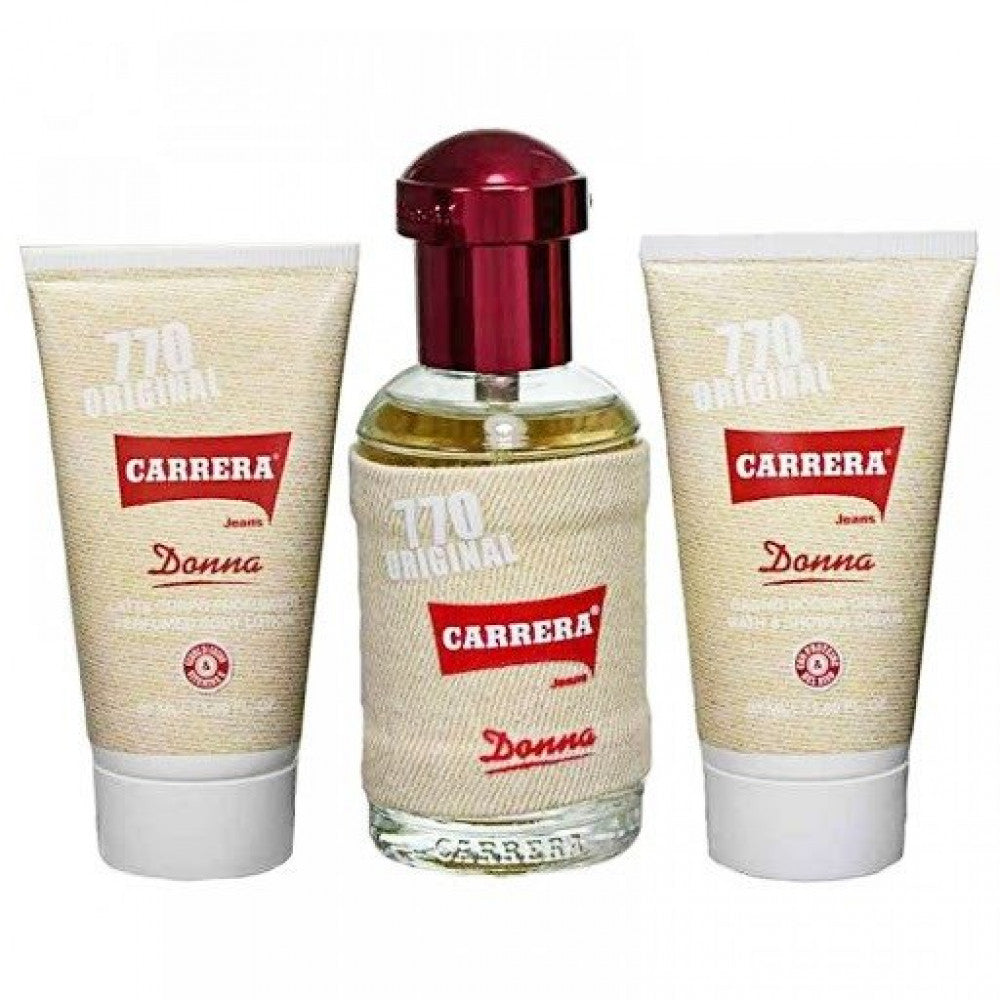 CARRERA JEANS 770 ORIGINAL DONNA FOR WOMEN SET EDP 75 ml+PERFUMED BODY LOTION 50 ml + BATH & SHOWER CREAM 50 ml