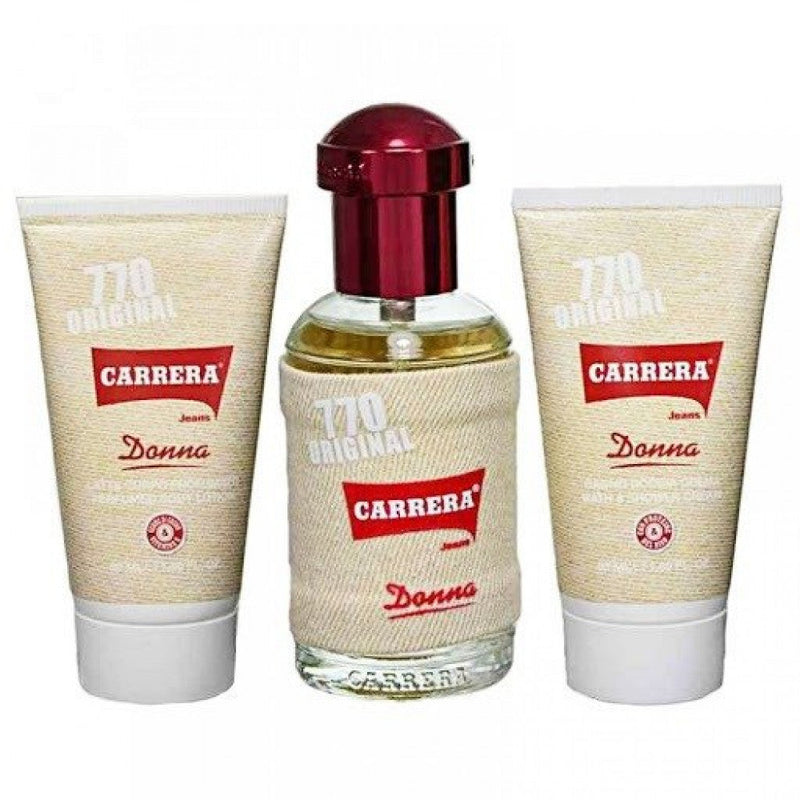 CARRERA JEANS 770 ORIGINAL DONNA FOR WOMEN SET EDP 75 ml+PERFUMED BODY LOTION 50 ml + BATH & SHOWER CREAM 50 ml