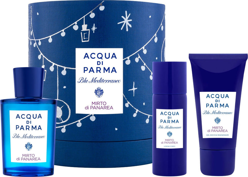 Acqua Di Parma Blu Mediterraneo Mirto Di Panarea Set For Unisex EDT 75ml + Body Lotion 50ml + Regenerating Shower Gel 40ml