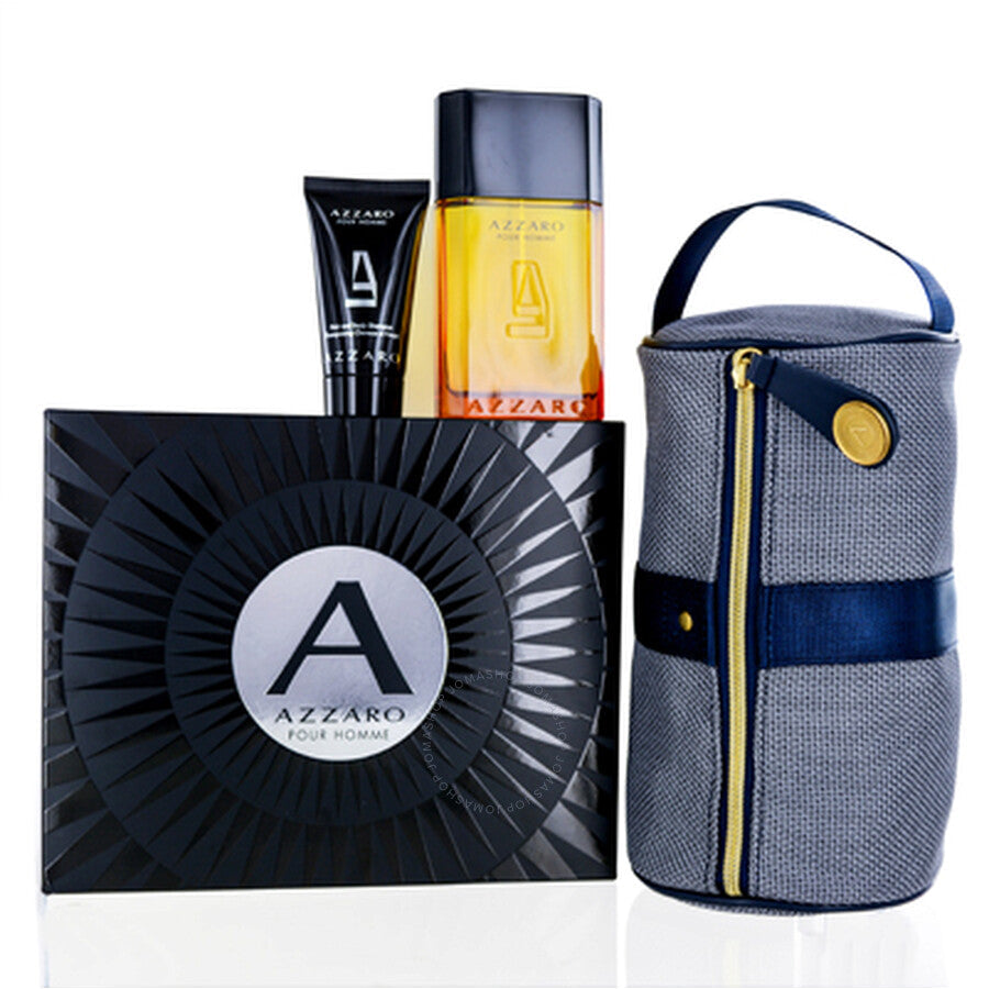 AZZARO POUR HOMME FOR MEN SET EDT 100 ml + HAIR&BODY SHAMPOO 50 ml + POUCH