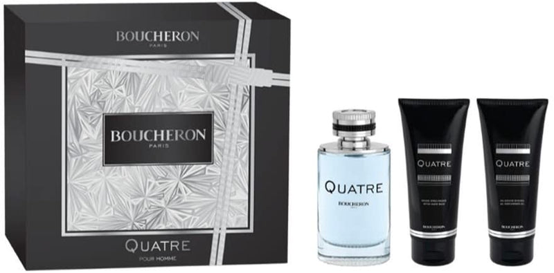 BOUCHERON QUATRE FOR MEN EDT 100ML+100ML AFTER SHAVE BALM+100ML ALL OVER SHAVING GEL SET