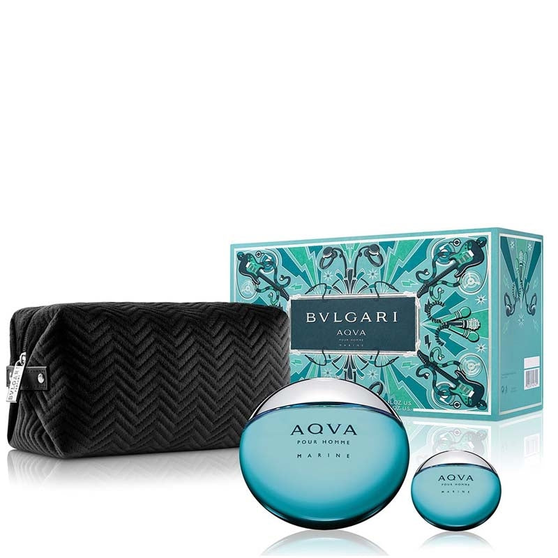 BVLGARI AQUA MARINE FOR MEN 3PIECE GIFT SET 100ML EDT+15ML+POUCH