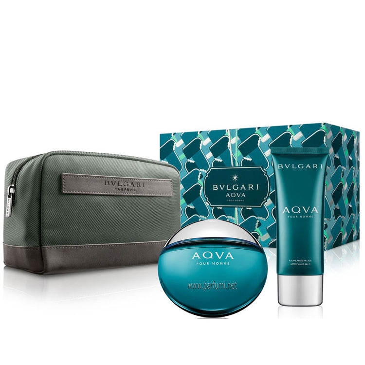 Bvlgari Aqva Atlantiqve Pour Homme for Men EDT 100ml +100ml After shave balm + Pouch Set