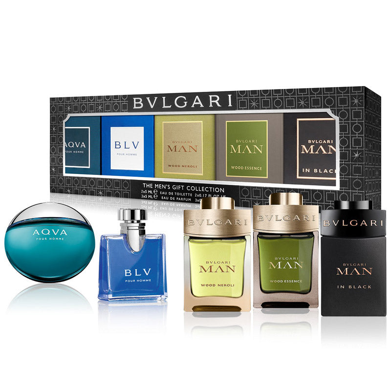 Bvlgari (Man Wood Neroli+Man Wood Essence+Man In Black+Aqva+Blv) Mini Set For Men EDP 3X5ml+EDT 2X5ml