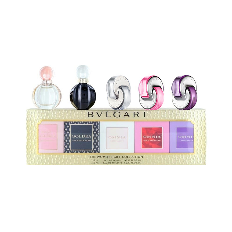 BVLGARI (ROSE GOLDEA+ROMAN NIGHT+CRYSTALLNE+PINK SAPPHIR+AMETHYSTE) MINI SET FOR WOMEN EDP 2x5ml + EDT 3x5ml