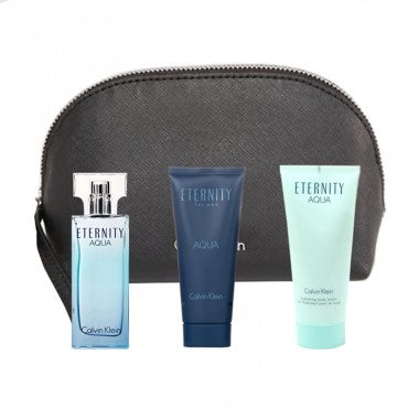CALVIN KLEIN ETERNITY AQUA FOR WOMEN EDP 15ML+30ML BODY LOTION+30ML SHOWER GEL+COSMETIC BAG SET