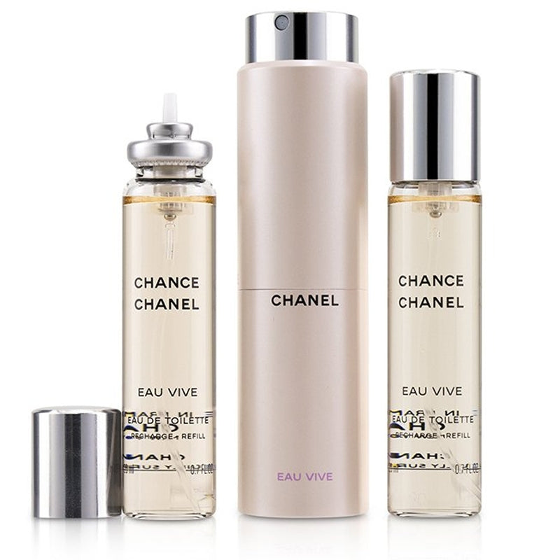 CHANEL CHANCE EAU VIVE FOR WOMEN EDT 3x20 ml + 2 REFILLS TRAVEL SPRAY