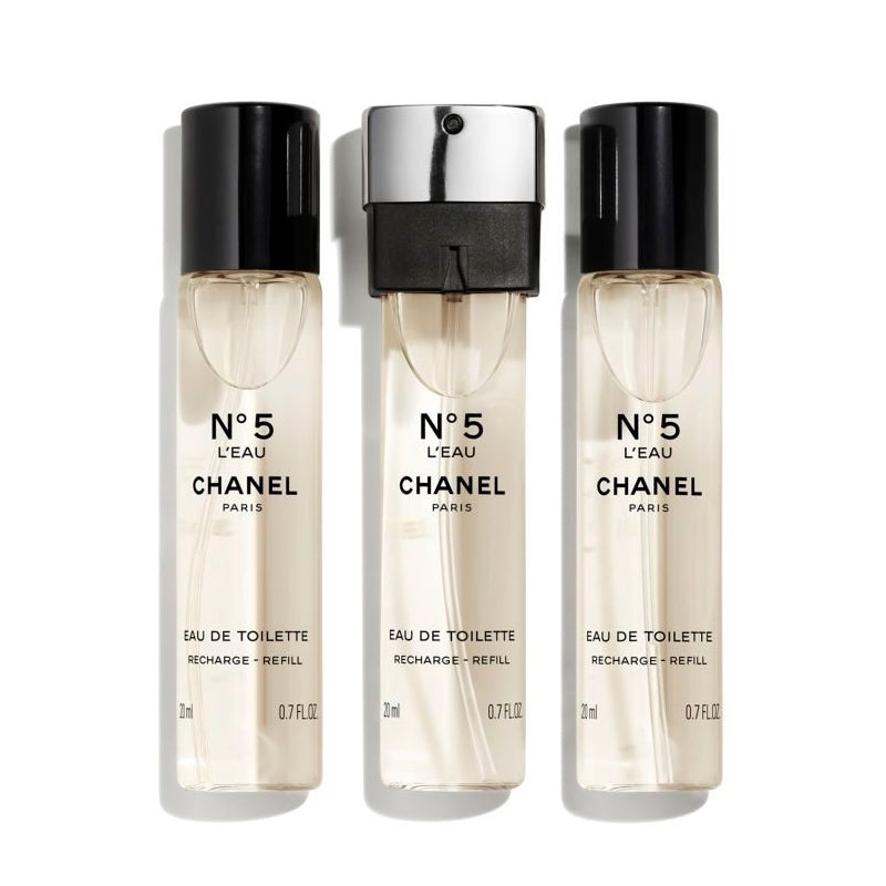 CHANEL NO.5 L'EAU FOR WOMEN EDT 3x20 ml + 2 REFILLS TRAVEL SPRAY