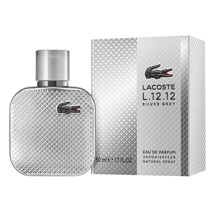 Lacoste L.12.12 Silver Grey (M) Eau De Parfum For Men - Aromatic Fougere Perfume 50ml