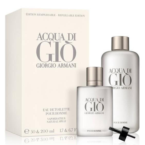 GIORGIO ARMANI ACQUA DI GIO POUR HOMME FOR MEN SET EDT 50 ml + EDT 200 ml REFILLABLE