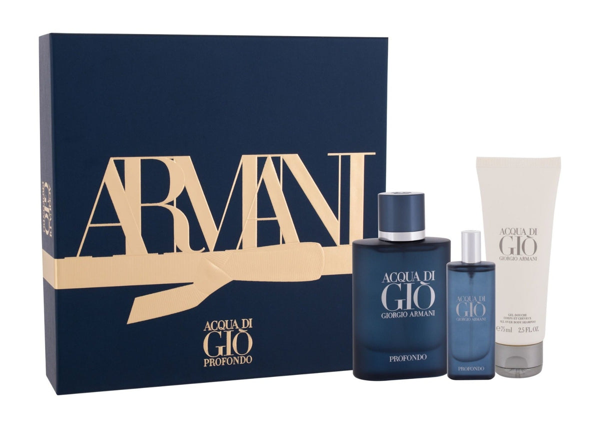 Giorgio Armani Acqua Di Gio Profondo Set For Men EDP 75 ml + EDP 15 ml + All Over Body Shampoo 75 ml