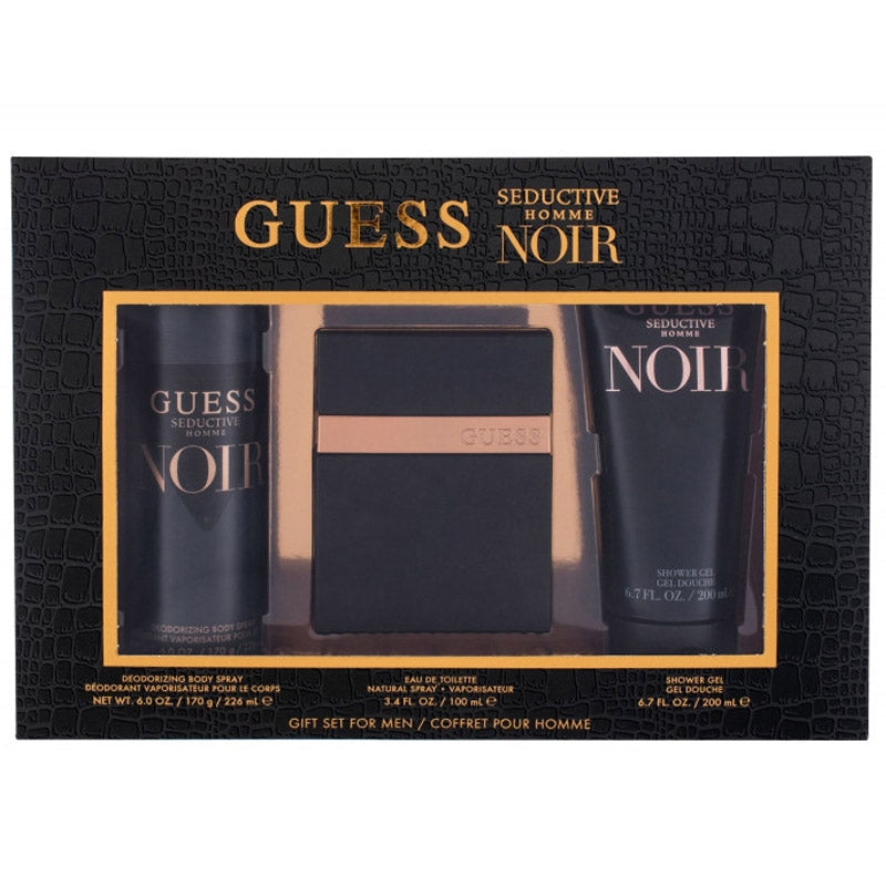Guess Seductive Noir Gift Set For Men - EDT 100 ml + Shower Gel 200 ml + Deodorant 226 ml