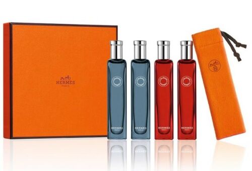 HERMES (EAU DE CITRON NOIR+EAU DE RHUBARBE ECARLATE)  EDC FOR UNISEX GIFT SET 4 x15 ML