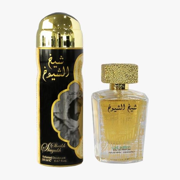 Lattafa Sheikh Al Shuyukh Luxe edition gift set for men, edp 100ml, Deo 200ml