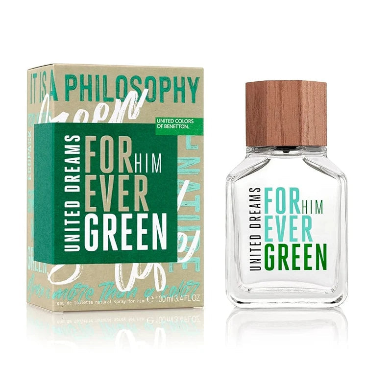 Benetton United Dreams Forever Green For Him Eau De Toilette For Men -Aromatic Green Perfume 100ml