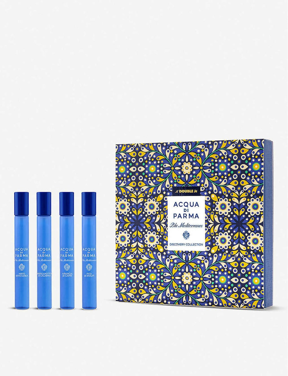 ACQUA DI PARMA BLU MEDITERRANEO DISCOVERY COLLECTION FOR UNISEX MINI SET EDT ROLL ON 4x10ml