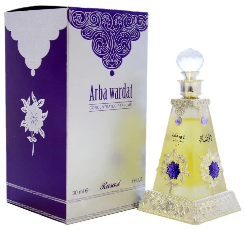 Rasasi Arba Wardat Attar Concentrated Perfume Oil For Unisex, 30ML