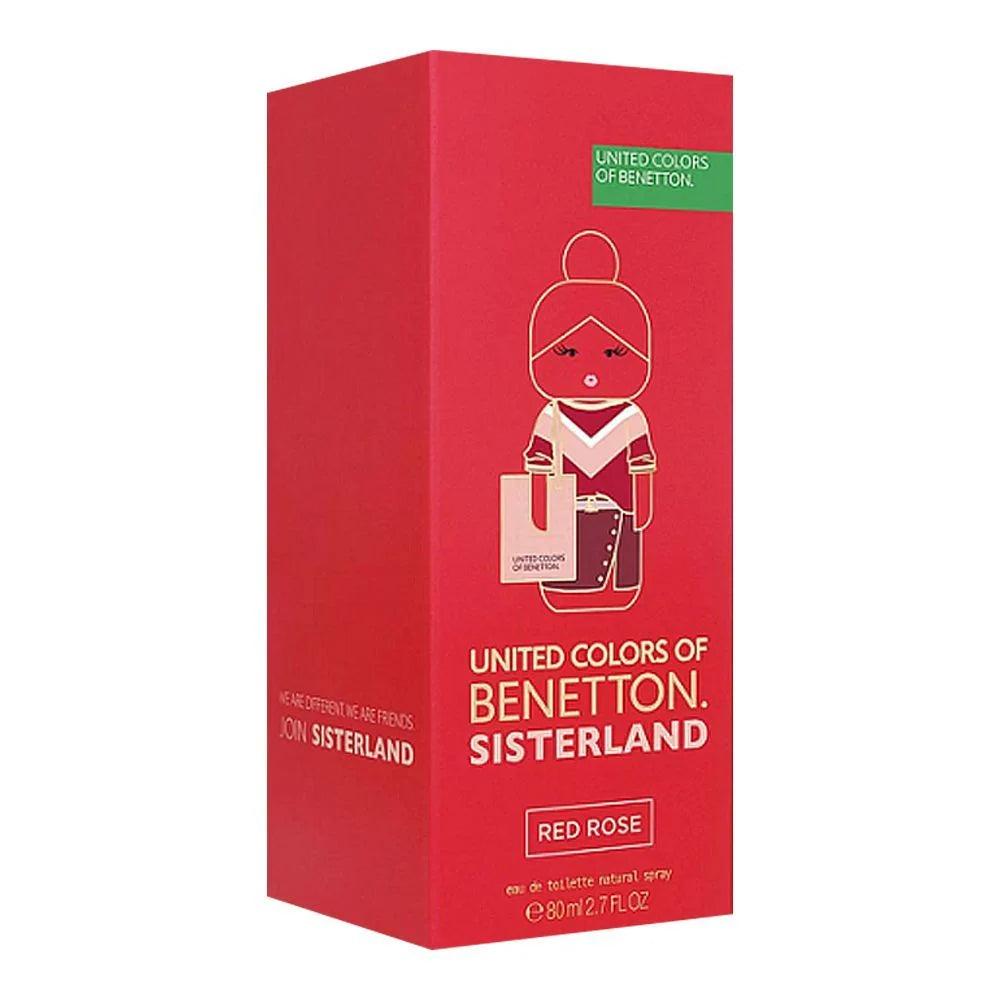 Benetton Sisterland Red Rose Eau de Toilette, Floral Fruity Fragrance For Women 80ml